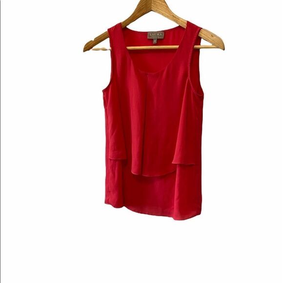 LAURA Petites Coral Light Layered Sleeveless Top 2 - Picture 1 of 7